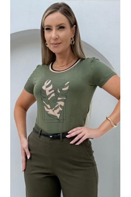 034525 - Blusa Manga Curta Estampa em Silk